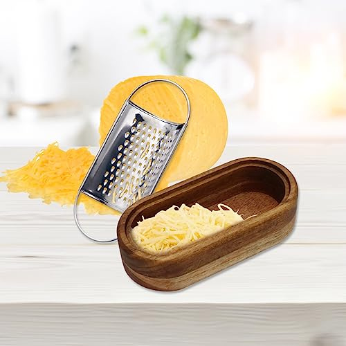 Käsereibe aus Edelstahl mit Holzbehälter, Handreibe, Mini-Zerkleinerer, Zestenreibe für die Küche