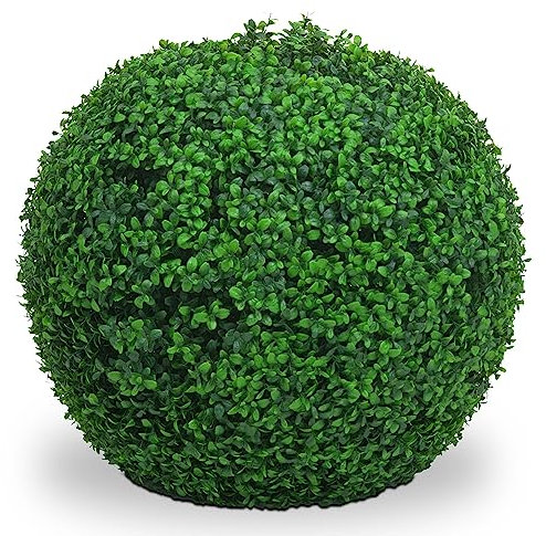 Mendler Künstlicher Busch HWC-L77, Buchskugel Dekopflanze Buchsbaumkugel Kunstpflanze Buxus, Outdoor Ø 55cm - grün