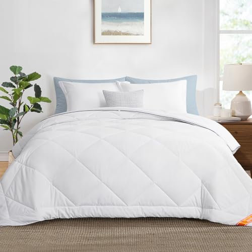 Aisbo Couette 220x240 Été - Couette 2 Personnes 150gsm Douce, Couette 220 x 240 Matelassée Ondulée avec 6 Boucles d'angle et Côté Cousues, Couverture Facile à l'Entretien