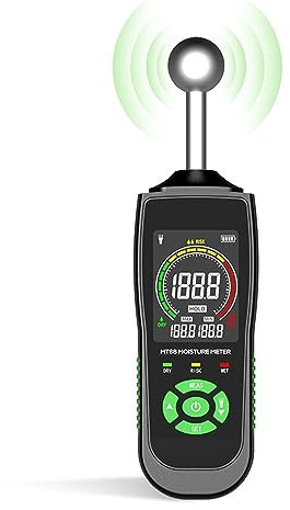 Digitales Feuchtigkeitsmessgerät MT68 Digitales Holzfeuchtemessgerät, berührungsloser Holzfeuchtigkeitsdetektor, LCD-Bildschirm, Hygrometer, Alarm, Feuchtigkeitstester, Kugeldetektor mit großem LCD-Bi