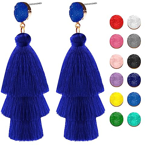 Boucles d'oreilles à pompons bohème, pendentif à pompon rouge, boucles d'oreilles pour femme, boucles d'oreilles pendantes d'été, boucles d'oreilles pendantes de Noël, Coton