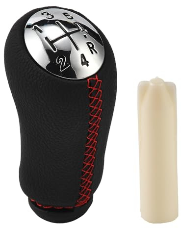 JSCARLIFE Car Gear Knob, 5-Speed Car Shift Knob Fit for R-enault Clio Megane 2 Scenic Kangoo Car Gear Shift Knob Upgraded ABS and Leather Gear Stick Knobs (Black)