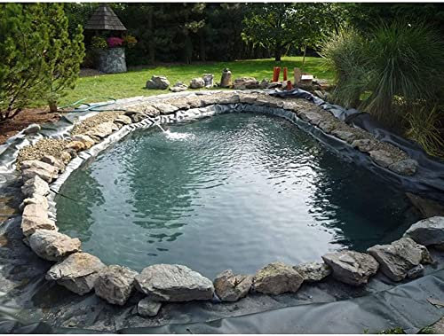 Rivestimento per laghetto in gomma nera con rinforzo impermeabile per laghetto rialzato, per giardini, laghetti e fontane, include rivestimento per laghetto, lunghezza totale 20 m
