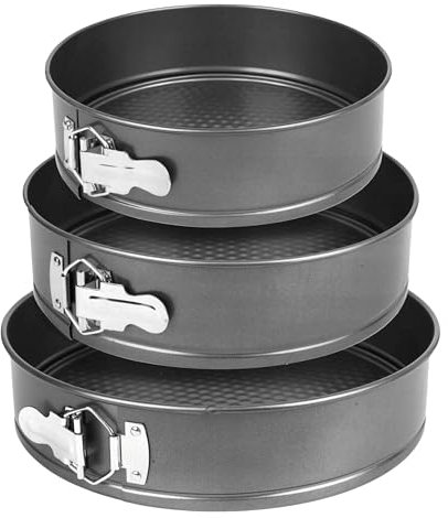 Lot de 3 moules à charnière - Moules à gâteau ronds de 24/26/28 cm avec revêtement antiadhésif - Moules en acier pour tartes à plusieurs étages
