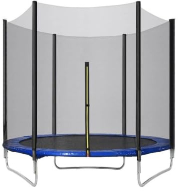 Trampolín de Jardín con Red de Seguridad, 203 cm,Azul y Negro, Marco de Acero (U Azul Oscuro de 2.03 cm)