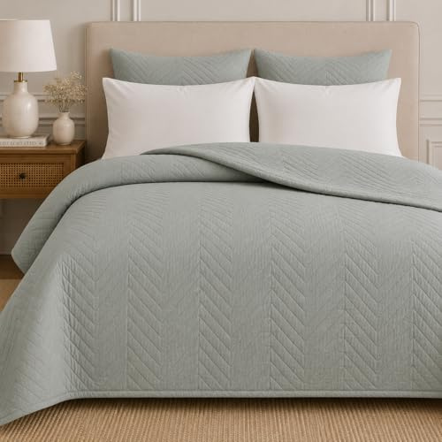 TRAMAS+ Colcha Bouti Lisa para Cama, Cubrecamas Ligero de Primavera y Verano, Modelo Hungría - Cama de 135-150 (180x270) - Verde Keike