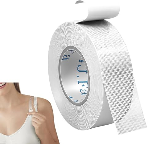 Menibeuty Cinta Doble Cara para Tela Extrafuerte (2,5cm x 10m), Cinta para Dobladillos sin Coser ni Planchar, Adhesivo Textil Permanente para Pantalones, Ropa, Cortinas y Manualidades - Transparente