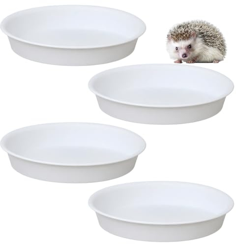 4Pcs Hedgehog Bowl Set, 14cm Wide Shallow Dish for Small Pets, Weather-Resistant Terracotta Colour Feeder for Outdoor Wildlife Garden