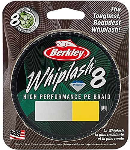 Berkley Whiplash8, línea de Pesca, Superline, Predator Fishing, Lucio, Perca, lucioperca, Trucha, Unisex, Amarillo, 0,16 mm, 20,9 kg, 20,9 kg, 330 Yardas