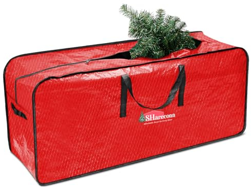 SHareconn Borsa Natalizia per Albero di Natale da 230 cm/7.5 Piedi, Resistente Durevole Impermeabile Decorazioni Natalizie Borsa portaoggetti per Alberi di Natale di Grande capacità,Rosso
