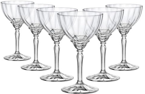 Bormioli Rocco 6x Clear 240ml Florian Espresso Martini Glasses - Vintage Glass Champagne Cocktail Prosecco Wine Gin Coupe Saucers Gift Set