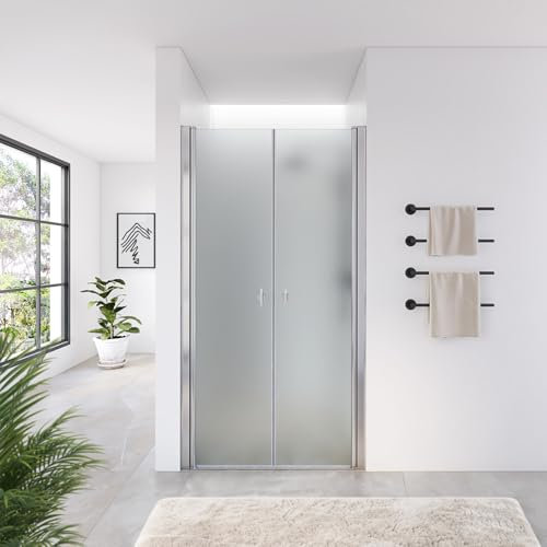 Home Deluxe - Mampara de ducha LAVEA - vidrio esmerilado - dimensiones: 85 x 195 cm - vidrio de seguridad nano-revestido de 6 mm, incl. bisagras y material de montaje I - Mampara de ducha puerta