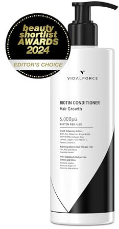 Balsamo con Biotina per i Capelli, Collagene, Olio di Argan, Jojoba e Macadamia più 18 Vitamine per i Capelli | Previene e aiuta a ridurre la caduta. XXL 400ml