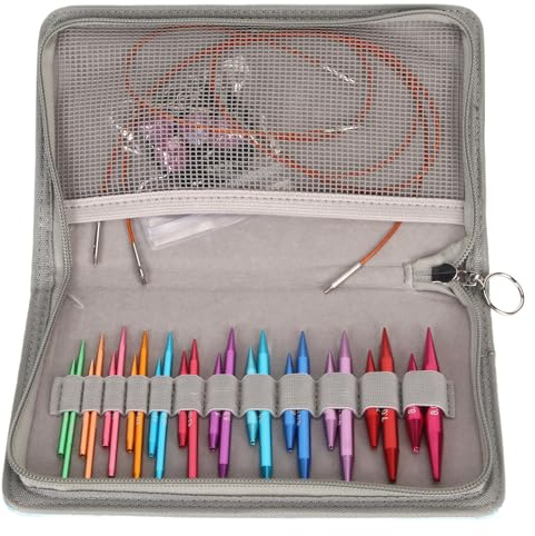 Juego de Agujas de, agulha de trico circular intercambiável, set agujas circulares intercambiables Tejer Circulares Intercambiables de Colores Surtido de Agujas Circulares de 3 a 8 Mm Juego de