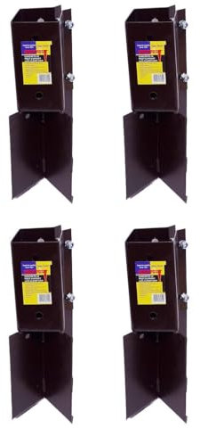4 x Fence Post Holder 75mm posts Support Concrete In Shoe Anchor Clamp Grip Brown for 75mm x 75mm posts (3) Eliza Tinsley Swiftpost, Pack of 4