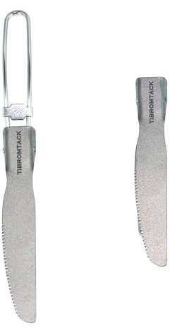 TIBROMTACK Titanium Folding Knife, Outdoor Cutlery Extra Strong Ultra Lightweight (Ti), Healthy & Eco-Friendly Flatware for Camping, Hiking, Travel, Picnic