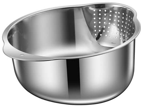 CAXUSD Scola Riso Cestello Di Scolo Sopra Il Lavello Scolapasta in Acciaio Inox Scola Riso Cestello Per Lavare La Frutta Lavatrice Per Verdure