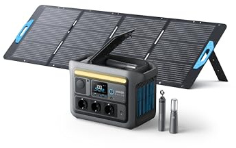 Anker SOLIX C800 Plus Tragbare Powerstation mit 200W Solarpanels, 1200W (1600W Spitzenleistung) Solargenerator für Campingbeleuchtung, 768Wh LiFePO4 Akkus für Camping, Wohmobil, Reisen, Stromausfall
