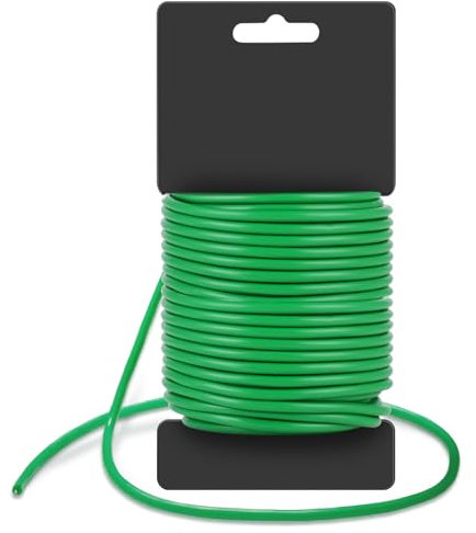 Attache Plante 3,5mm x 20m,Fil de Fer, Ficelle,Fil Torsadé pour Attache Tomate, Plantes Grimpantes, Vignes, Arbustes et Fleurs (Vert) (3.5mmx20m)
