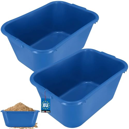 KOTARBAU® Set di 2 secchi per malta rettangolari, 55 l, in plastica, blu, per malta, per costruzione, secchio per malta, secchio da costruzione, secchio per malta e piante