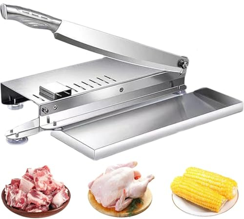Vnook Tagliacarne, tagliacarne for Costine in Acciaio Inox, tagliacarne Manuale for Ossa, tagliacarne Multiuso, Adatto for Cucina, Carne congelata, Verdure, Ossa(S)
