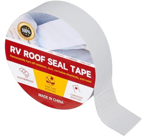 ASSRECT Caravan Roof Repair Tape, 5cm x 15m White RV Repair Tape, Waterproof Butyl UV Resistant Sealant for RV Roof Repair, Window, Boat Sealing, Truck and Camper Roof Leaks