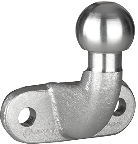 Gancio di traino con testa a sfera da 50 mm, forza di trazione 3,5 t, in acciaio fuso massiccio, con piastra di fissaggio a 2 fori, per auto, camion, trattore, quad, omologato E