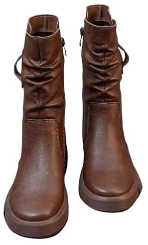 Stivali da Combattimento da Donna con Lacci, Stivali a Metà Polpaccio, Plateau Spesso Stivaletti Goth Da Equitazione con Tacco Basso Nero Gotico Punk Metà Polpaccio Stivale Lace Up Botas per Donne