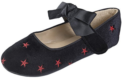 Lora Dora Girls Velvet Mary Jane Glitter Shoes Black Red Stars UK Child 10