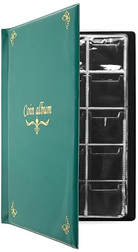 CenterZ 150 Pockets Coin Album, Penny Collecting Book, Souvenir Coins Collection Holder, Ideal for Pressed Pennies Passport, Hobby Coin Collector, Money Specie Display Storage Case (English, Green)