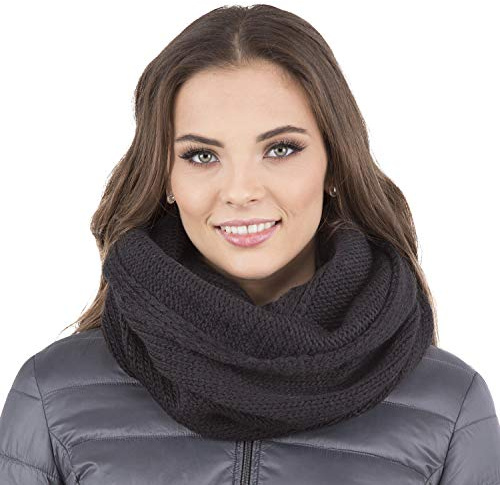 VIVISENCE Loop Schal Strick Zweimal Gefaltet Ideal Wärm Für Wintertage 7103, Schwarz,Einheitsgröße