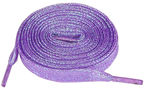Allegra K Glitter Sparkling Flat Shoelace Shoe Laces for Sneakers Shiny Shoes Strings 140cm/55.12 Purple