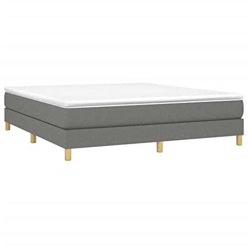 vidaXL Boxspringram, tyg, mörkgrått, 180 x 200 cm, säng, sovmöbler, sängbotten, spjälsäng, sängram, dubbelsäng, resår, sängar, spjälsängar