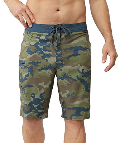 Maui Rippers Mens 21 Stretch Board Shorts Reef Camo, 38