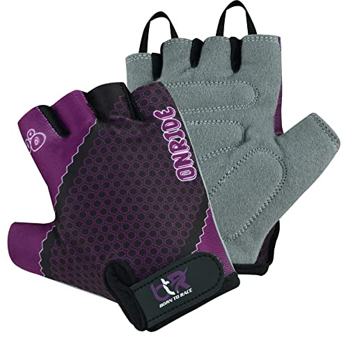 Kids Cycling Gloves Boys Girls Children Scooter BMX Bike Cycle Bicycle Riding Mitts Half Finger Gloves (Purple, XS (Age 10 to 11 Year))