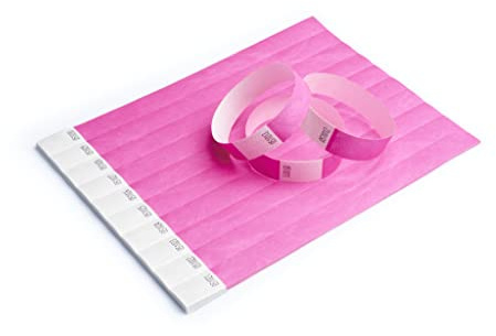 IBOO 500 Braccialetti Rosa in Carta Tyvek per Controllo e Sicurezza - per Eventi, Serate, Festival e Viaggi - Braccialetti d'Ingresso