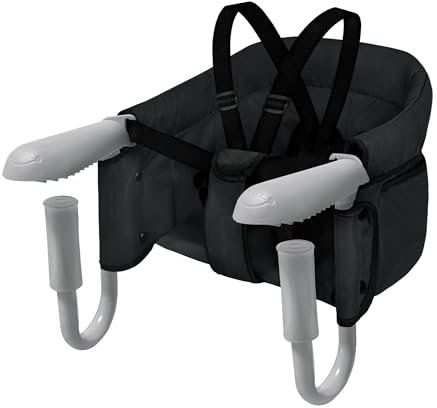 CEEDIR Faltbar Tischsitz Booster Sitz Babystuhl 6-36 Monate Sitzerhöhung für 2-8cm Dick Tische mit Rutschfest Klemmen & Sicherheitsgurt & ergonomischer Rückenlehne Schwarz