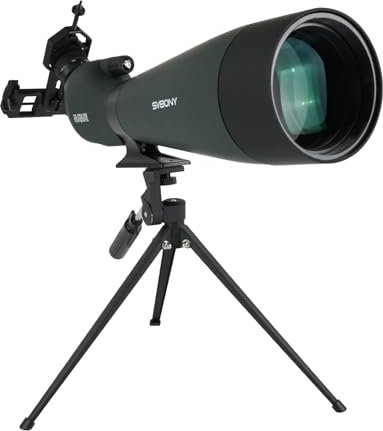 Svbony SV28 25-75x100mm Spektiv mit Stativ, Großes Sichtfeld, Helle und Klare Bilder, HD BAK4 Porro Prisma FMC, Spektive mit Handy Adapter Tragetasche für Vogelbeobachtung, Scheibenschießen,Wildtiere