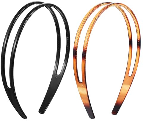 Diadema de plástico TIESOME, 2 diademas antideslizantes para mujer, negras y marrón, para deportes, maquillaje y vida diaria