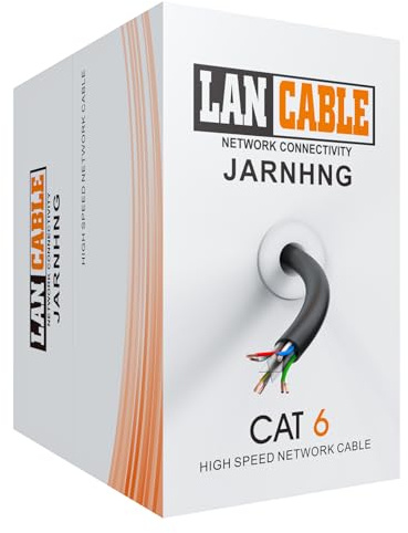 JARNHNG Outdoor Cat 6 Ethernet Cable 300m, High-Speed LAN Network Cable, Bulk Cat 6 Internet Cable, 1 Gbps, 550 MHz, 26AWG UTP CCA (300 Meters, Black)