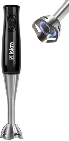 Iskra Stabmixer Edelstahl, Pürierstab 700W mit Edelstahl Mixfuß, Schwarz