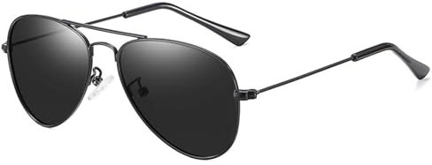 CIKJUK Sonnenbrille Kinder Pilotenbrille Jungen Mädchen Fliegerbrille Metallrahmen Piloten Verspiegelt Pilot Flieger Sonnenbrillen für 3-9 Jahre UV Schutz-Schwarz/Schwarz
