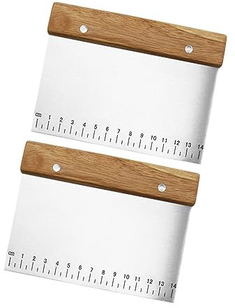 Cabilock 2 Piezas corte de harina batidor de cortador de cortador de galletas haciendo tirador madera - Espátula multiusos raspador para hornear espátula para hornear de madera