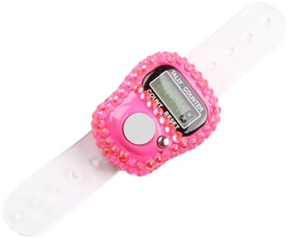 Compteur de doigts électronique, compteur de tours numérique, compteur LCD électronique, compteur décimal, numérique, réinitialisable manuellement (rose)