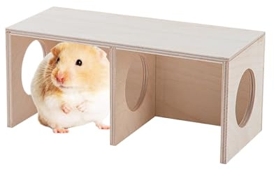 Maison en bois pour hamster, tunnel d'exploration amusant, maison multi-chambre, petit hamster, chambre d'angle pour hamster, chambre pour hamster, salle d'étude, décoration d'animaux cachés
