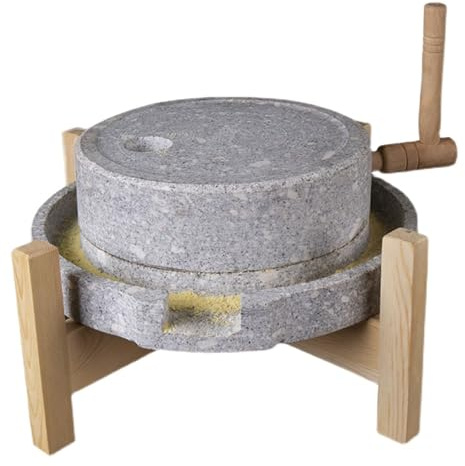XKEDNMF Natural Stone Grinding Disc,Stone Grain Mill,hand Stone Mill/wet And Dry Grinder,Home Kitchen Manual Grinding Machine,easy To Clean, For Grains, Wheat, Almonds, Peppers And More(25cm/9.8in)