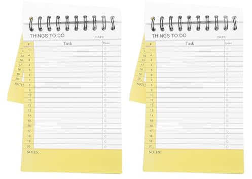 SUPVOX Cuaderno de Planificación Semanal Espiral Pequeño 2 Unidades 21X14 CM Color Amarillo Libreta para Listas de Tareas Planificador Diario sin Fecha Organizador Portátil para Oficina