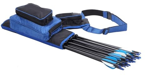 AYWTIUN Faretra in Vita Borsa Impermeabile for frecce da tiro con L'Arco a 4 Tubi Cintura Regolabile, faretra for for Esterni(Blue)