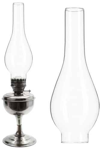 Donfamds Paralume Lungo in Vetro Trasparente Per Lampada a Olio E Cherosene Ricambio Resistente Ad Alta Temperatura Con Design Vintage Accessorio Per Lampada a Olio Da Interno E Ristorante