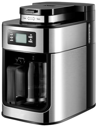 Ejoyous Macchina da caffè Programmabile, Macchina da caffè con Filtro Automatico da 1 Litro con macinacaffè Incorporato, Timer 24 Ore, Mantieni Caldo per 30 Minuti per Uso Domestico (Spina europea)